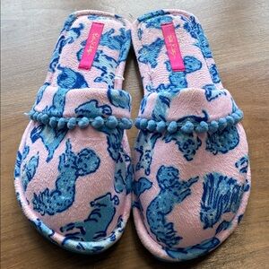 Lilly Pulitzer Pink and Blue Slippers